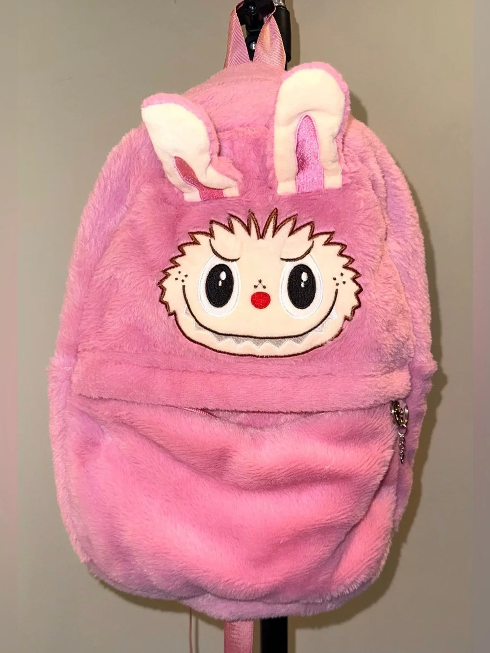 Pink blush monster bunny backpack for kids